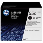 Toner HP 55X, 2x13 000 stran, 2-pack (CE255XD) čierny Dvojbalení černých tiskových kazet HP LaserJet 55X pomůže snížit náklady vašeho podniku na tisk.