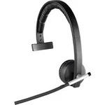 Headset k PC s USB, bezdrátový 2,4 GHz mono, bez kabelu Logitech Mono H820e na uši