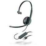 Telefonní headset s USB na kabel, mono Plantronics Blackwire C3210 monaural USB na uši černá