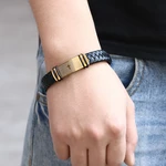 1 PC Men Fashion Casual Faux Leather Stainless Steel Cross Braided Bracelet