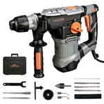 TOPSHAK TS-HD1 110V/220V 1500W 6J 12Ibs. Portable Electric Rotary Hammer Impact Drill Variable Speed w/Accessories EU/US