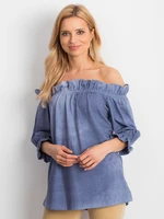 Blue Spanish blouse with ruffles