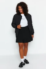 Trendyol Curve Black Plain A-line Polyviscon Weave Plus Size Skirt