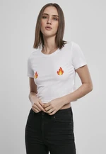 Women's T-shirt Flames Cropped Tee white