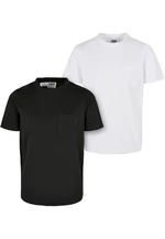 Organic cotton pocket t-shirt for boys, 2 pack, black/white