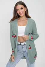 By Saygı Thessaloniki Knit Cherry Pattern Cardigan Mint