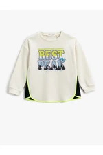 Koton Color Contrast Sweatshirt Slogan Theme with Printed Ribbed