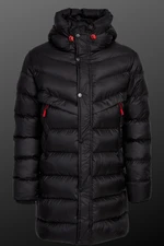 D1fference Men's Hooded Water and Windproof Black Inflatable Fiber Filled Long Winter Coat, Parka Coat.