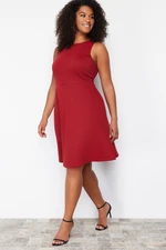 Trendyol Curve Red Stitch Detail Mini Knitted Dress