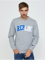 Light grey men's sweatshirt with Replay inscription