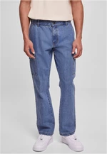 Straight Leg Cargo Jeans Light Blue Washed