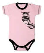 Baby Nellys Body krátký rukáv  Zebra - růžové vel.  86