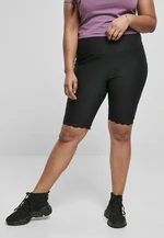 Women's high-waisted cycling shorts with lace trim black