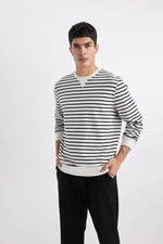 DEFACTO Modern Fit Crew Neck Striped Sweatshirt