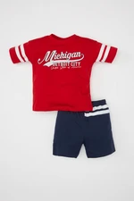 DEFACTO Baby Boy Printed Short Sleeve T-Shirt Shorts 2-Piece Set