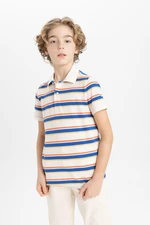 DEFACTO Boys Striped Pique Short Sleeve Polo T-Shirt