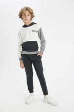 DEFACTO Boy Printed Hooded Sweatshirt Tracksuit Bottom 2-Piece Set