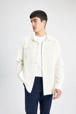 DEFACTO Regular Fit Polo Neck Seersucker Textured Shirt Jacket