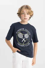 DEFACTO Boy's Oversize Fit Crew Neck Printed Short Sleeve T-Shirt