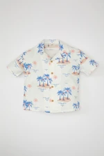 DEFACTO Baby Boy Twill Collar Palm Tree Patterned Short Sleeve Shirt