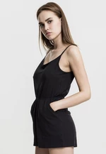 Women's short spaghetti jumpsuit in black color