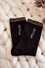 Women's Sports Socks Vertical Inscription Just Play Black