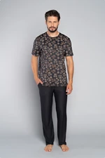 Men's pyjamas Pinus, short sleeves, long legs - print/graphite