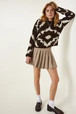 Happiness İstanbul Women's Brown Patterned Knitwear Sweater