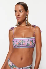 Trendyol Floral mintás pánt nélküli nyakkendős bikini felső