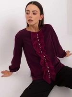 Dark purple formal blouse with pearls