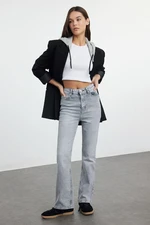 Trendyol Gray Normal Waist Crop Flare Jeans