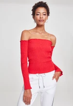 Women's Cold Shoulder Smoke L/S Fiery Red