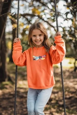 Trendyol Light Orange Girl Butterfly Patterned Knitted Crew Neck Sweatshirt