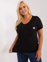 Black oversized blouse with a round neckline