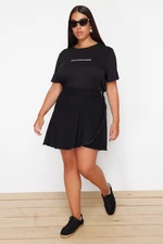 Trendyol Curve Black Flywheel Detailed Mini Denim Shorts Skirt