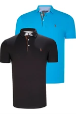 DUAL SET T8582 DEWBERRY MENS T-SHIRT-BLACK-DARK TURQUOISE