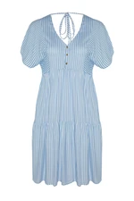 Trendyol Curve Blue Striped Woven Dress