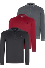 TRIPLE SET V4007 DEWBERRY MEN'S SWEATSHIRT-NAVY-ANTHRACITE-BURGUNDY