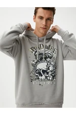 Koton Skull Printed Oversize Hooded Sweatshirt