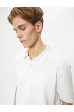 Koton Polo Neck T-Shirt Jacquard Textured Buttoned Short Sleeve