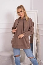 Insulated sweatshirt with mocha press studs