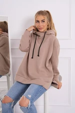 Insulated sweatshirt with side zipper dark beige