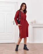 Plus Size dress with a burgundy waistband