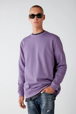 GRIMELANGE Travis Men's Soft Fabric Regular Fit Round Neck Purple Sweatshir