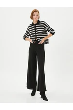 Koton Wide Leg Trousers High Waist Knitwear Ribbed