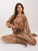 Dark beige velour set with trousers