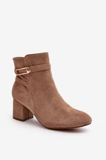 Women's low-heeled ankle boots Beige Verice