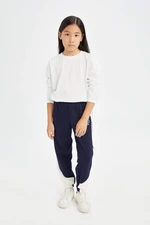 DEFACTO Girl Printed Elastic Waist Leg Navy Blue Jogger Sweatpants