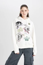 DEFACTO Cool Powerpuff Girls Oversize Fit Wide Pattern Hooded Printed Thick Sweatshirt