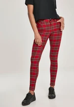 Dámské Skinny Tartan Kalhoty červené/bl